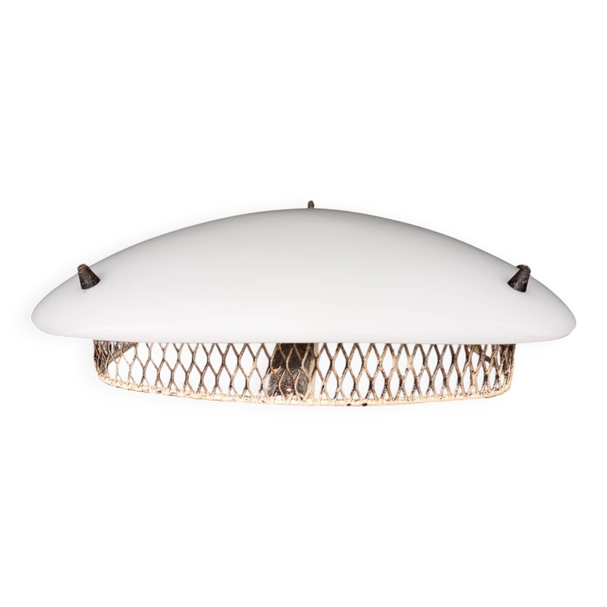1950s ceiling light in metal and plexiglass