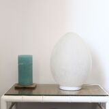 Lampe œuf en verre rose années 70
