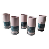 Set of 5 Ceramic Glasses Yvon Roy Dlg Capron Picault