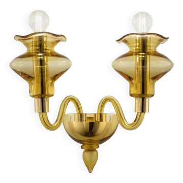 Applique en verre de Murano ambre avec design linéaire par Simoeng pour Simoeng