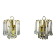 Pair of Venini "drops" wall lights, 2 levels, murano glass, Italy, 1970