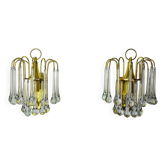 Paire d'appliques Venini "gouttes", 2 niveaux, verre de murano, italie, 1970