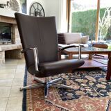 Chocolate leather swivel chair