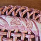 Large basket in pink slip signed Pichon
