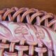 Large basket in pink slip signed Pichon