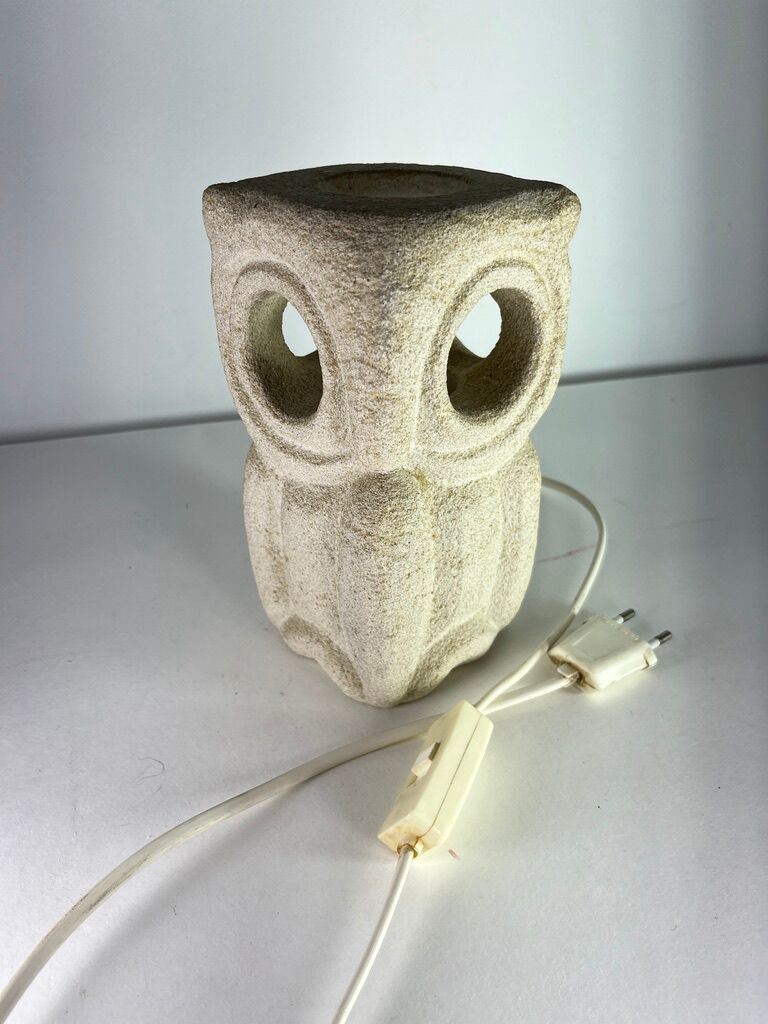 Albert Tormos Lamp in Stone Sculpture Owl or Owl France 1960/70