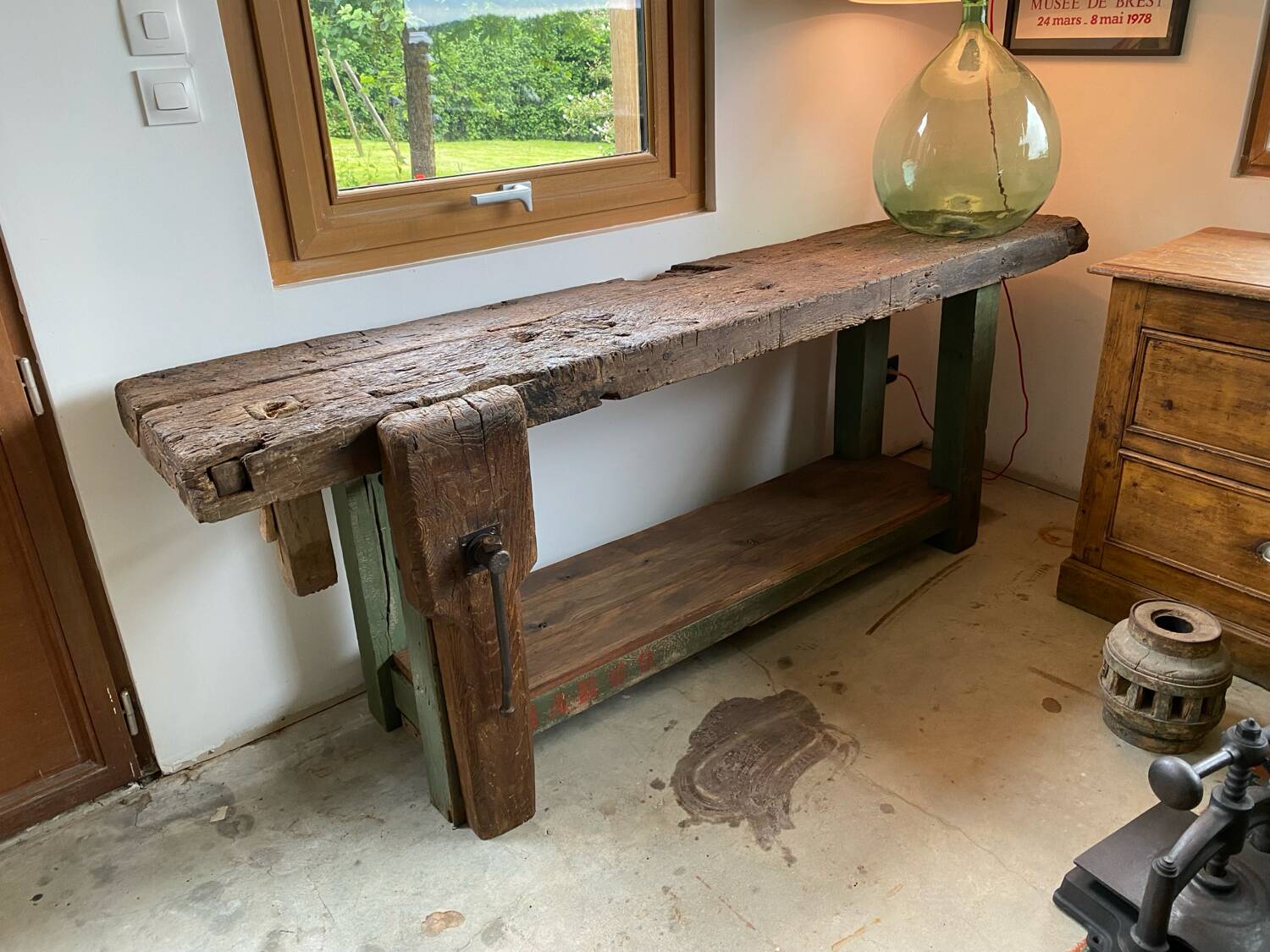 Wooden carpenter's workbench