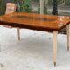 Scandinavian extendable dining table in wood and beautiful lacquered marquetry 230cm