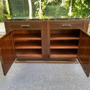 Vintage Parisian art deco sideboard in solid wood and black marble 180cm