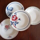 Assiettes creuses en terre de fer Longwy, Digoin Sarreguemines, Moulin des Loups Hamage & Lunéville