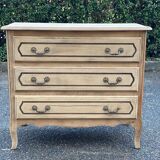 Renovated Louis XV Bibus chest of drawers in raw oak wood with 3 drawers 90c