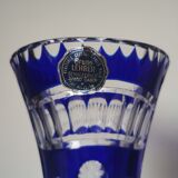 Blue cut crystal vase