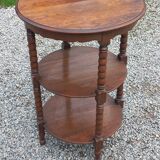 Vintage oak pedestal table with 3 shelves from the 60s