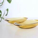 Amber glass rectangular raviers, Vereco, vintage