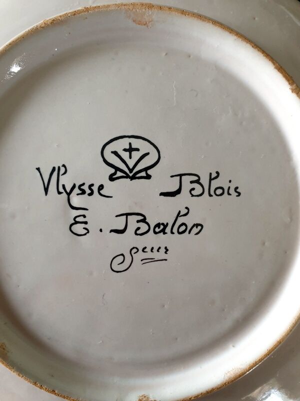 Plate Emile Balon (1859-1929), successor of Ulysses - Faience of Blois