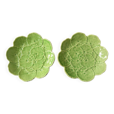 2 ravissantes assiettes en barbotine