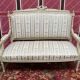 Louis XVI style bench carved with original fabrics and silks