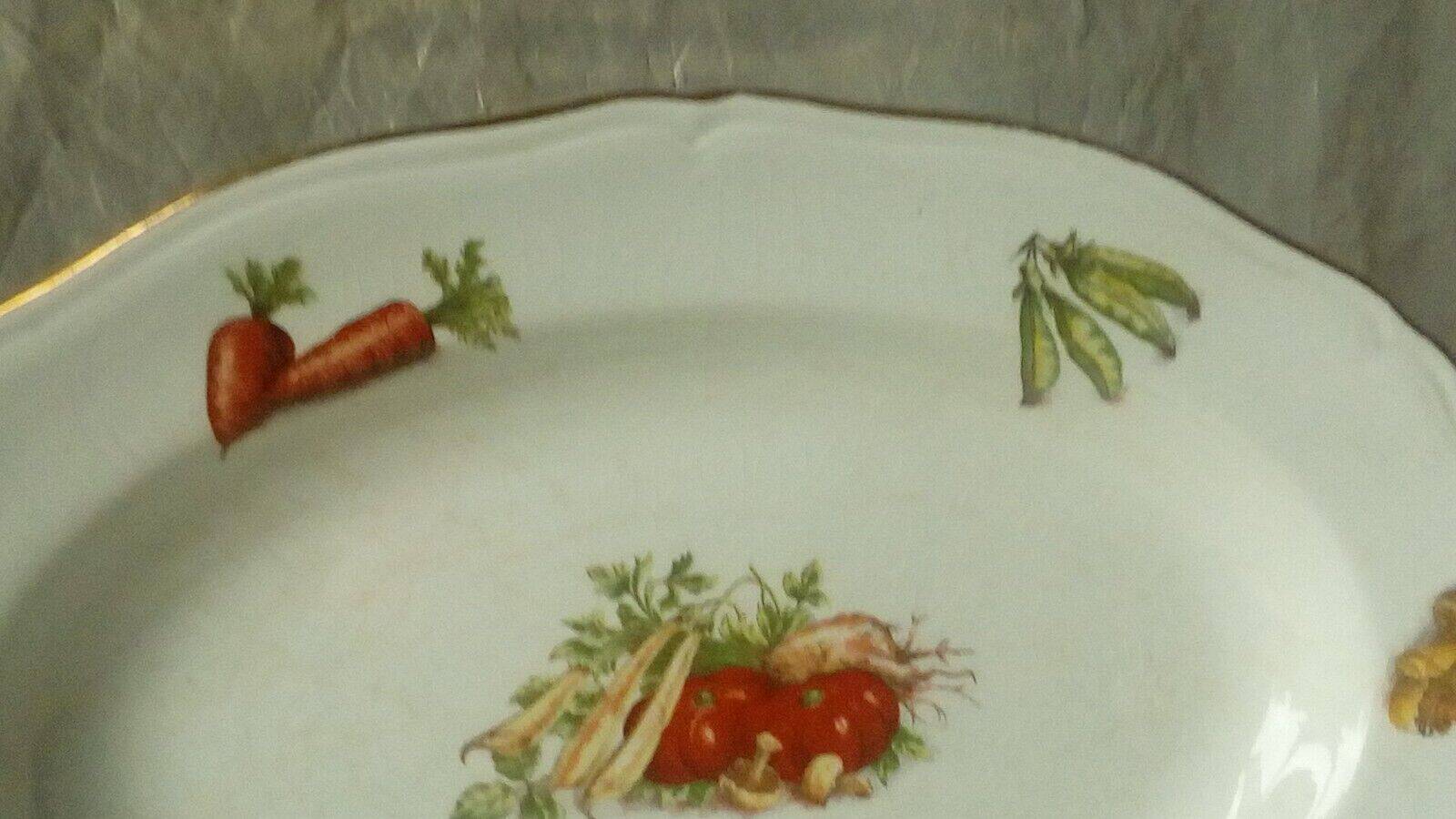 Hollow and oval earthenware dish with 4 seasons vegetable decoration