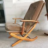 Pair of vintage Scandinavian style relaxation armchairs, adjustable tilt