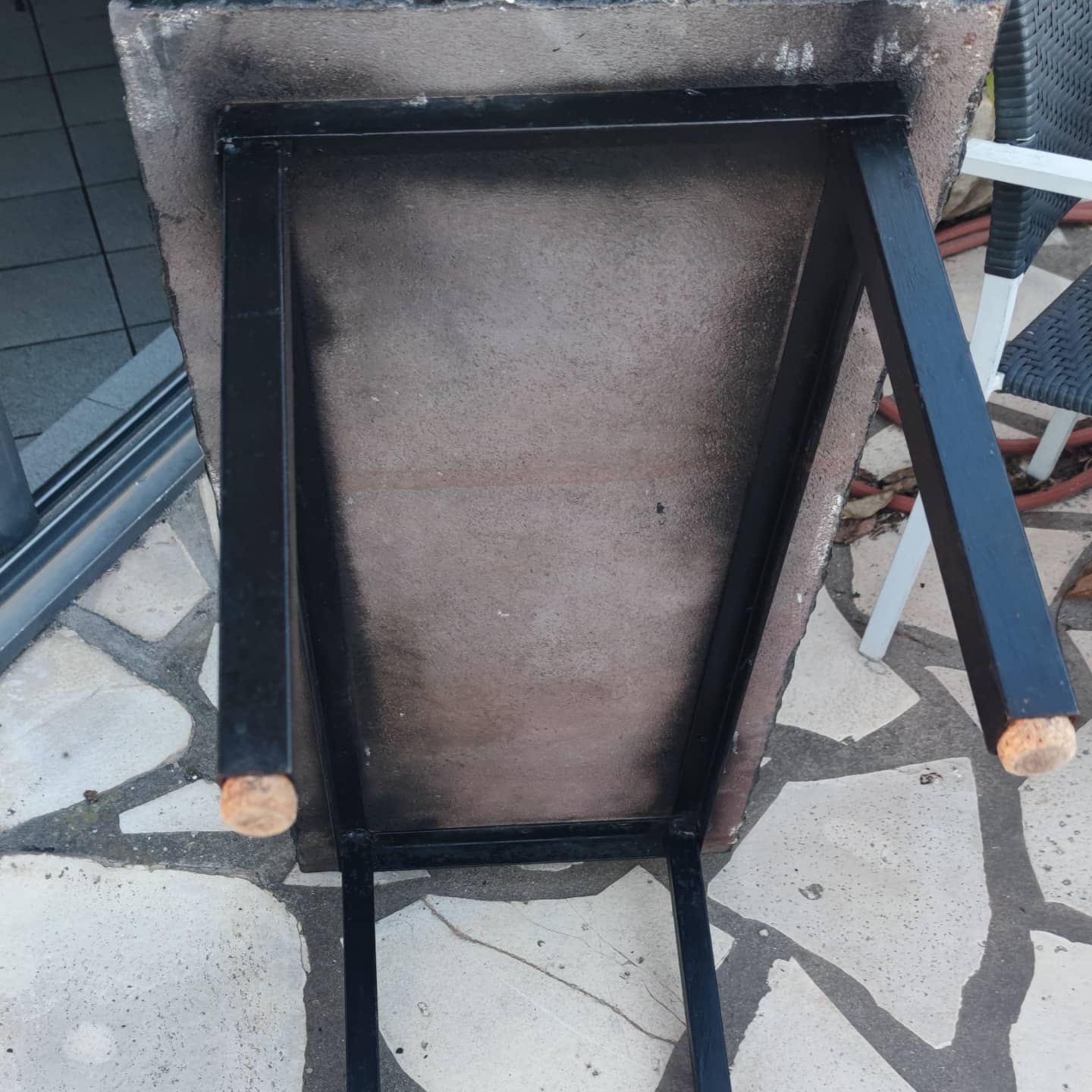 Ceramic coffee table on a lava stone slab, circa 1950