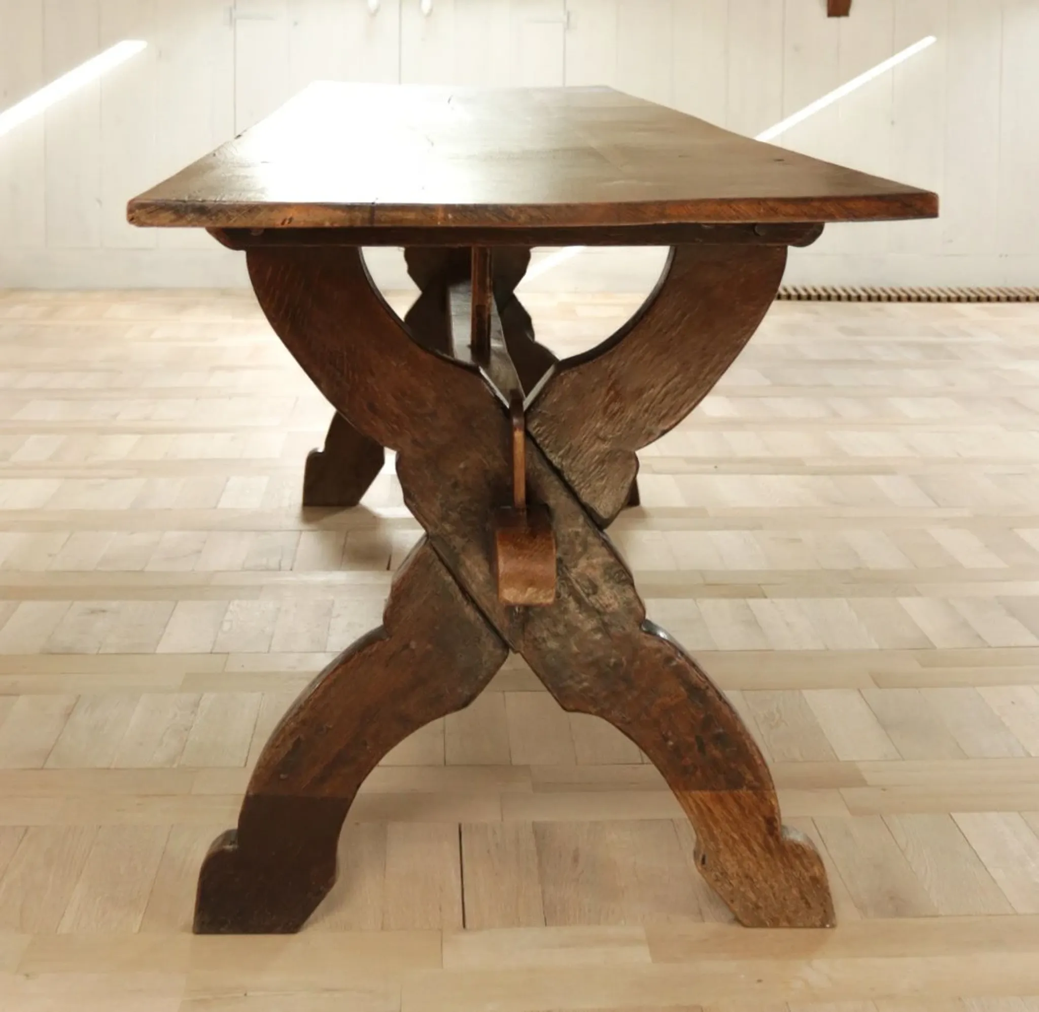 17th-century French oak refectory table / trestle table – 240 cm
