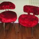 Set of 2 Pelfran chairs and 2 stools, red moumoute 1970