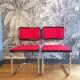 Pair of Cesca B32 Marcel Breuer chairs in red fabric