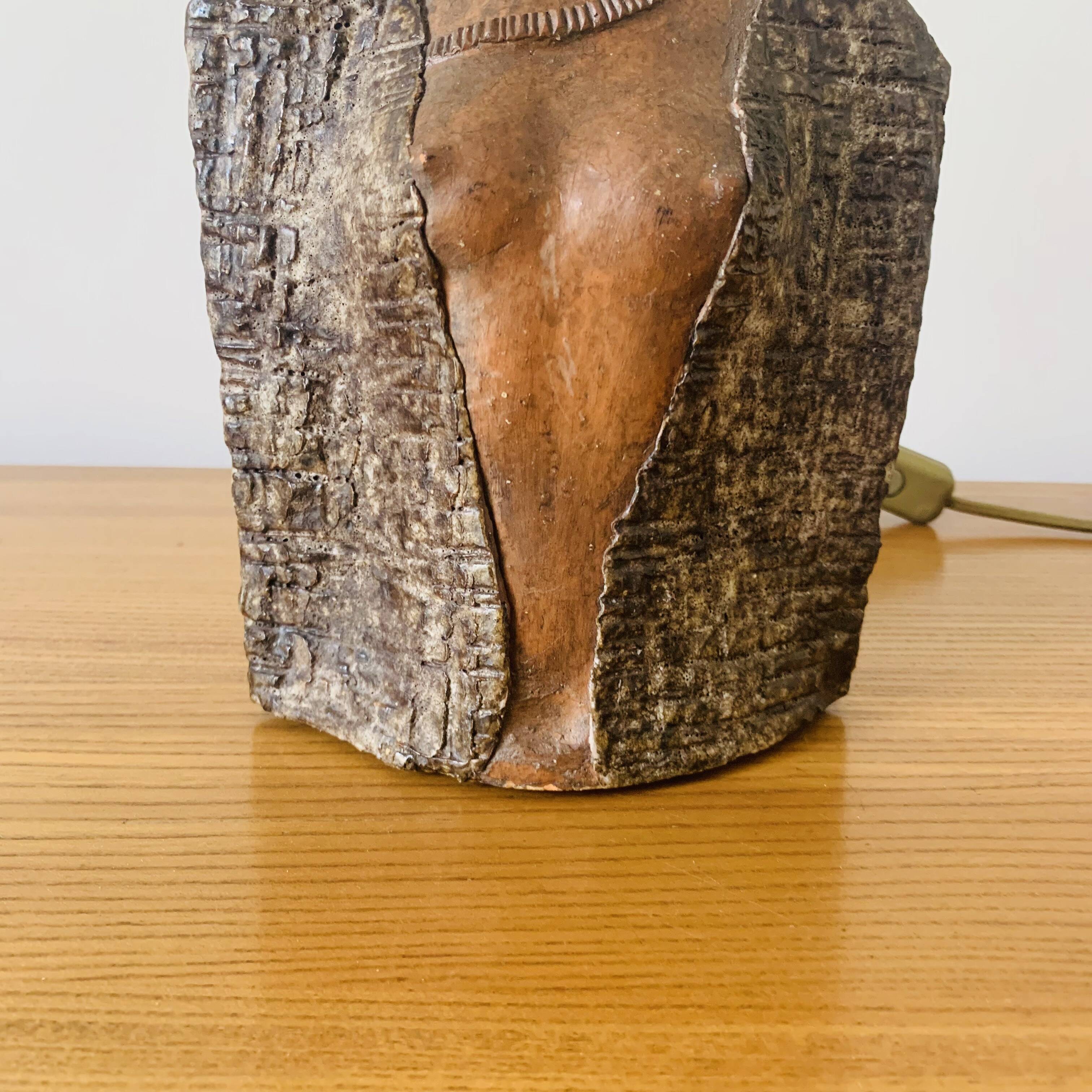 Sandstone lamp in the shape of a woman's bust