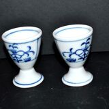 Set of 2 vintage coquetiers in white porcelain Copenhagen style