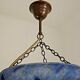 French Vintage Single Light Blue Art Glass Ceiling Light 3 Chains & Fitting