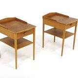 Set of 2 oak bedside tables, Erik Andersson, Sweden 1960