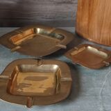 Trio of stackable brass ashtrays