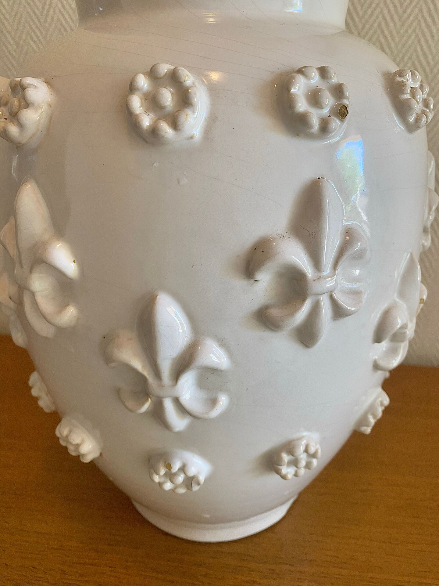 Large vase signed Emile Tessier with a lily flower design.