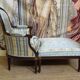 Méridienne, chaise longue style Louis XVI en noyer avec repose-pieds, XIXème s.