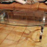 Chrome and glass coffee table (oval or rectangle)
