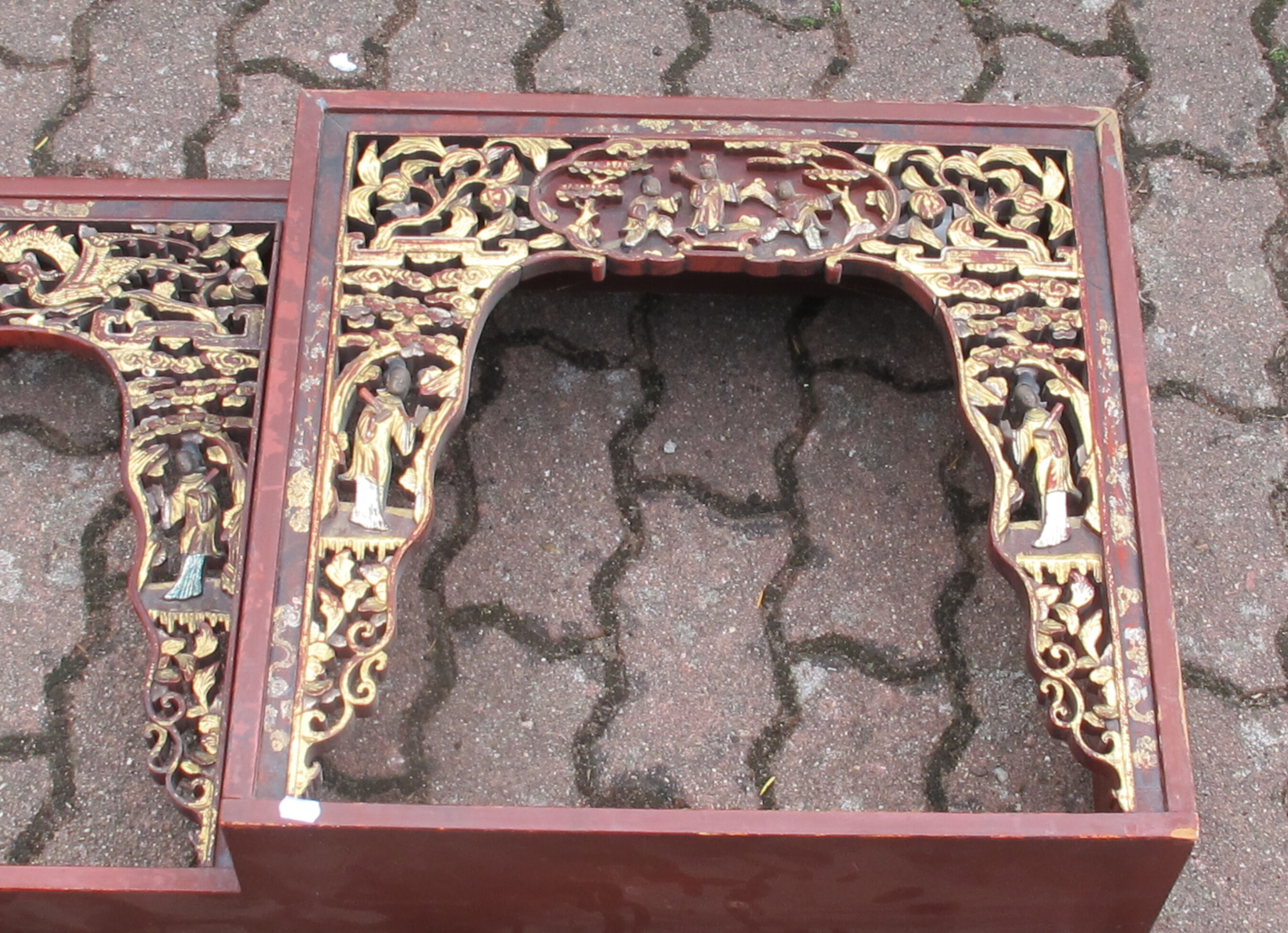 Chinese carved wooden headboard