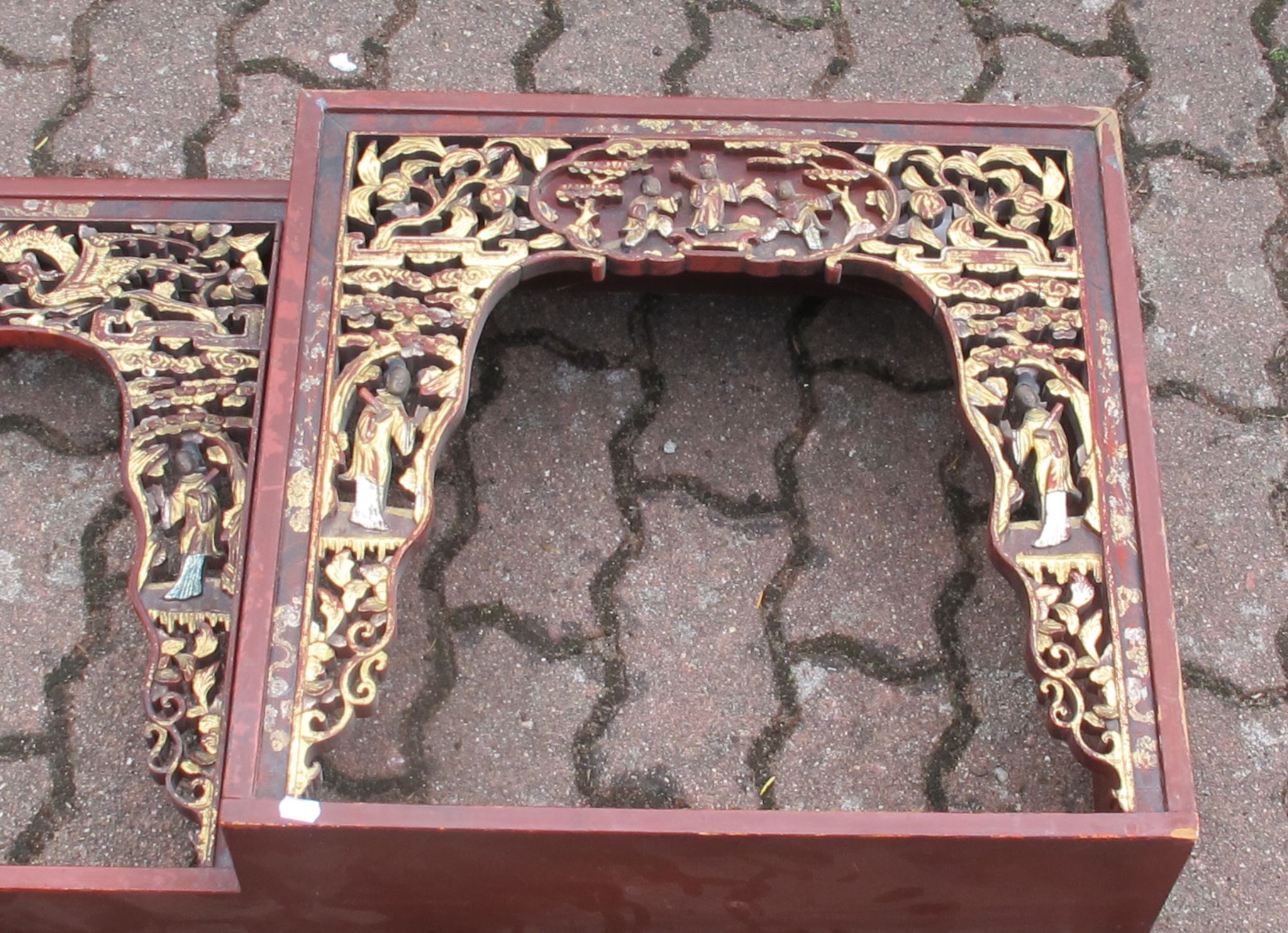 Ancienne tête de lit chinois en bois sculpté