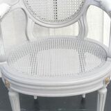 Louis xvi style “grey lacquered” armchair