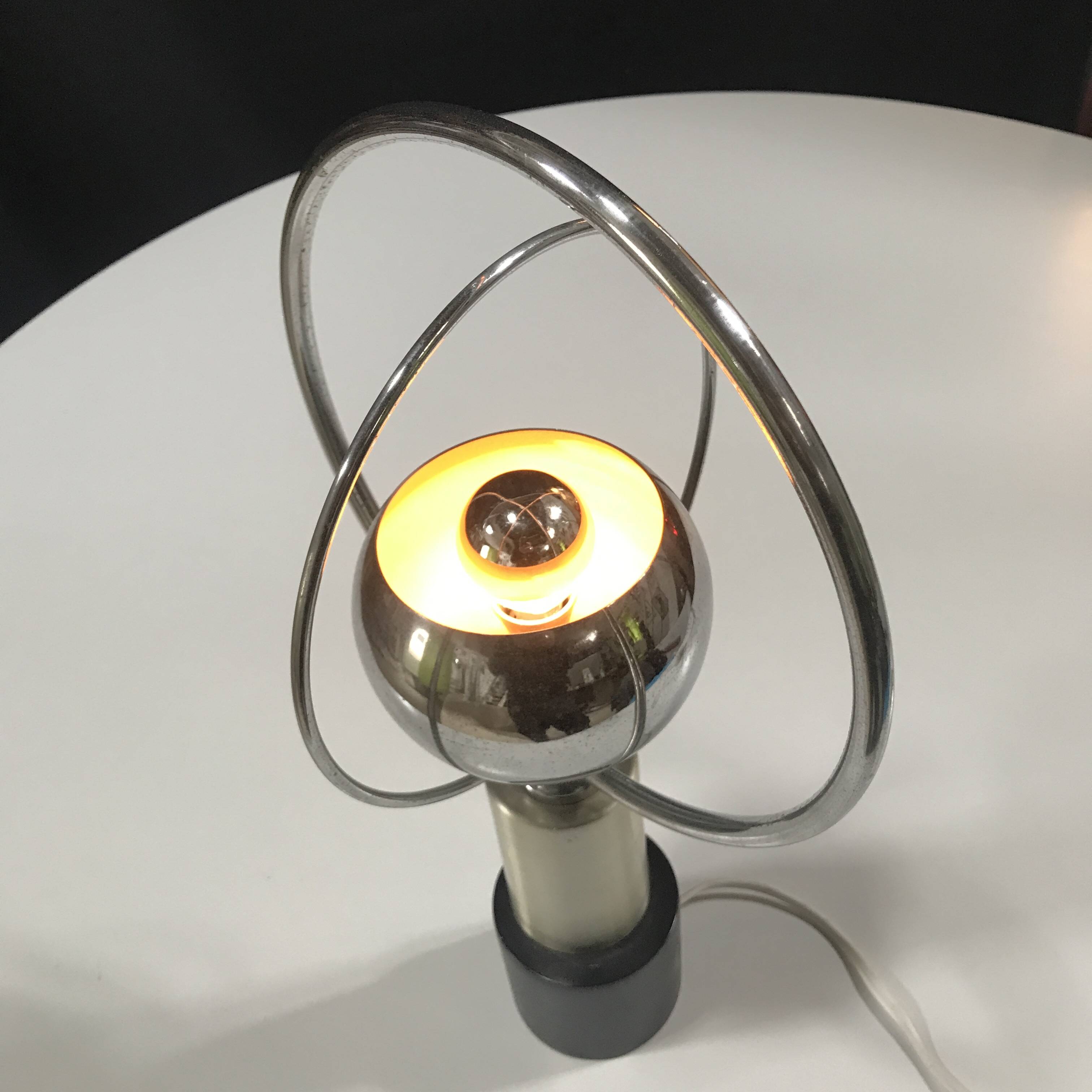 Vintage Table Lamp • Rings • Steel/Wood • Space Age • 1970