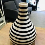 Black and white striped vase
