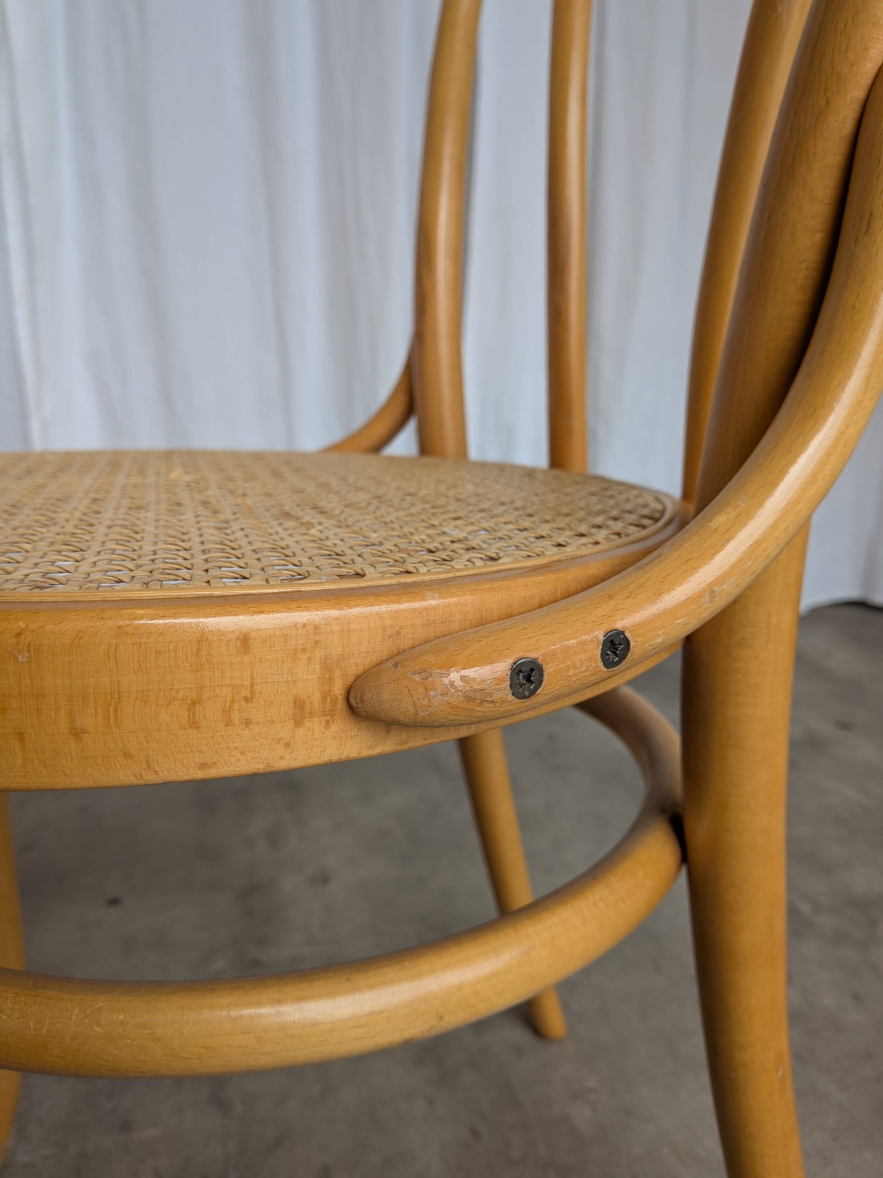 Set of 2 Thonet Style Bentwood Chairs with Cane Seat / Mid-Century Dining F