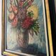 Peinture nature morte colorée 20ème cadre E.Bouche