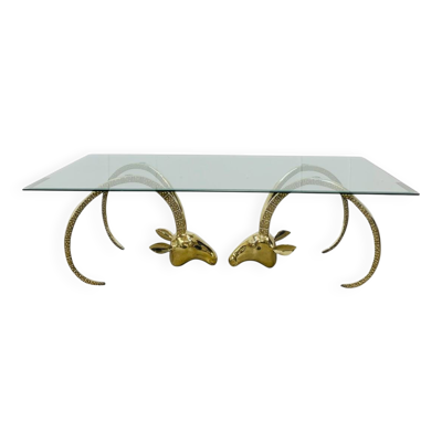 Table basse Hollywood Regency modèle Ibex, laiton