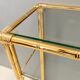 Rectangular Gold Aluminum Console Table with Two Glass Shelves, Italy