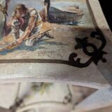 Pair of large painted wooden side tables with three tops.