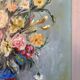 Bouquet in a blue vase, oil on canvas signed