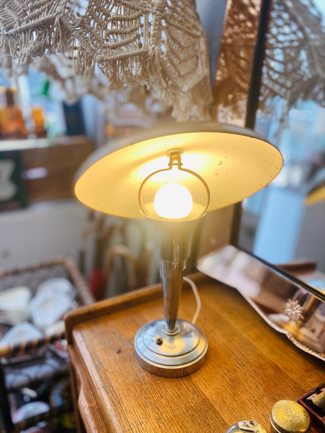 1950s metal mushroom lamp