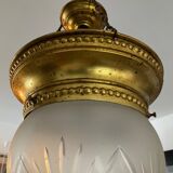 Vintage pendant light in chiseled glass and brass