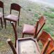 Suite de 6 chaises STELLA, Art Déco, assise en cuir