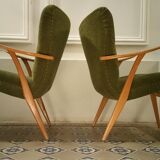 Pair of Wing chairs  Zig Zag scandinavian 50 60s
